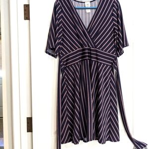 Wrapper Dark blue & red stripes dress Large